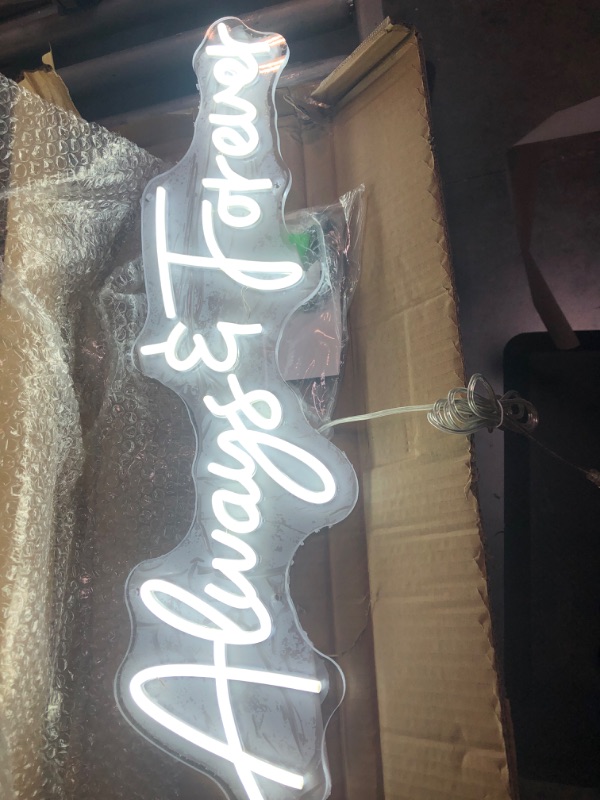 Photo 2 of Always & Forever Neon Sign Wedding Wall Decor Cold White Neon Light Signs for Bachelorette Party Anniversary Birthday Wedding Party Decoration Home Room Bedroom Decor Wedding Gifts for Women Always & Forever-Cold White