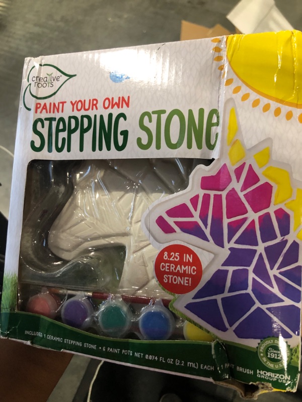 Photo 3 of Creative Roots Mosaic Unicorn Stepping Stone, Includes 7-Inch Ceramic Stone & 6 Vibrant Paints, DIY Garden Stepping Stone Kit for Kids Ages 6+ Unicorn Toy