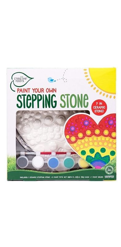 Photo 1 of Creative Roots Mosaic Heart Stepping Stone, Includes 7-Inch Ceramic Stone & 6 Vibrant Paints, DIY Garden Stepping Stone Kit for Kids Ages 6+ Toy