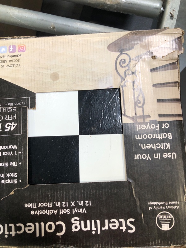 Photo 1 of Achim Sterling Self Adhesive Vinyl Floor Tile - 20 Tiles/20 sq. ft., 12 x 12, Black & White