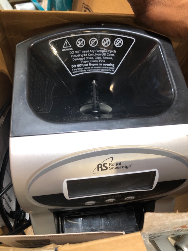 Photo 3 of Royal Sovereign 1 Row Electric Coin Counter/Sorter, Patented Anti-Jam Technology, Digital Counting Display (FS-550D)