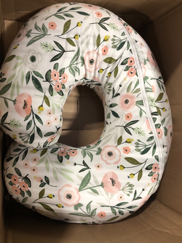 Photo 1 of Boppy Nursing Pillow and Positioner—Original | Pink Garden Flowers | Breastfeeding, Bottle Feeding, Baby Support | with Removable Cotton Blend Cover | Awake-Time Support , 20x16x5.5 Inch (Pack of 1)