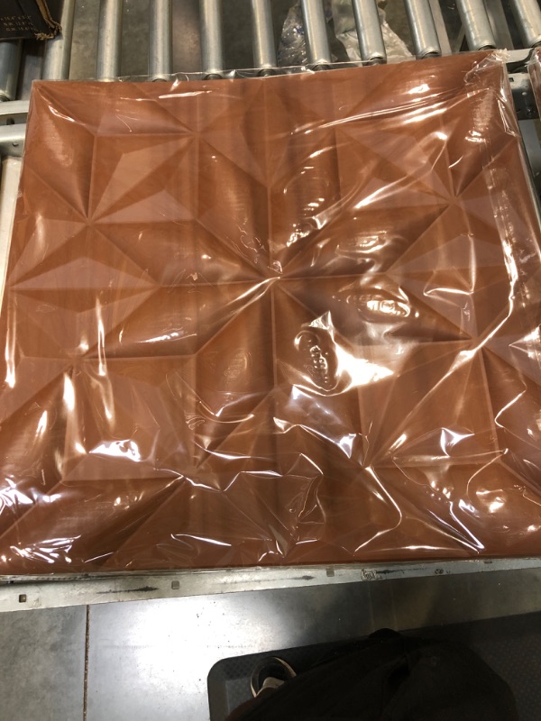 Photo 1 of Art3d 3D Leather Tiles Decoartive 3D Wall Panels, Chocolate Pyramid 23.6" x 23.6" (2 Pack) 23.6"x23.6" (2 Tiles) Chocolate Pyramid