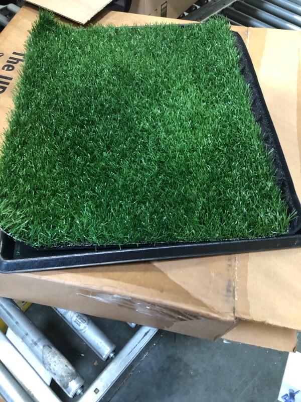 Photo 2 of Dog Grass Pet Loo Indoor/Outdoor Portable Potty, Artificial Grass Patch Bathroom Mat and Washable Pee Pad for Puppy Training, Full System with Trays Pet Training Tray 20"x16"