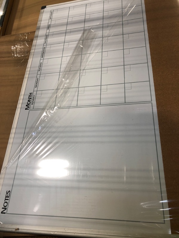 Photo 2 of VUSIGN Monthly Calendar Whiteboard Dry Erase Cork Board Combo, 24" x 36" Planning Board, Silver Aluminium Frame