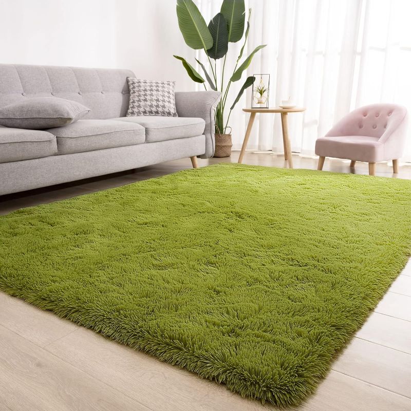 Photo 1 of  Super Soft Shaggy Rug Fluffy Bedroom Carpets, 3x2 Feet Grass Green Modern Indoor Fuzzy Plush Area Rugs for Living Room Dorm Home Decorative Kids Girls Children's Floor Rugs