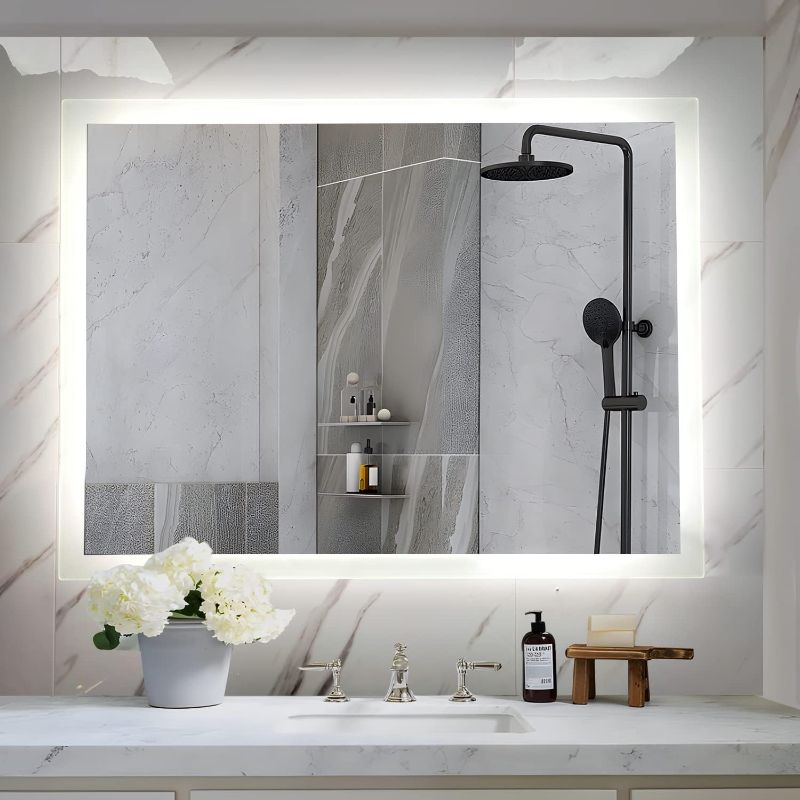 Photo 1 of 32" x 24" Inch LED Bathroom Wall-Mounted Backlit Vanity Mirror High Lumen Anti-Fog Waterproof Horizontal Installation with Touch Switch