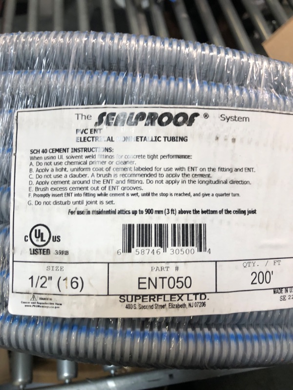 Photo 4 of Sealproof 1/2" ENT PVC Electrical Nonmetallic Tubing, 200FT Smurf Tube Flexible Conduit 0.5 Inch