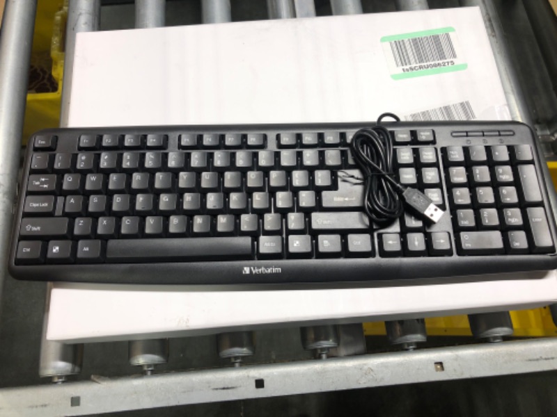 Photo 1 of Verbatim Slimline Full Size Wired Keyboard USB Plug-and-Play Compatible with PC, Laptop - Frustration Free Packaging Black