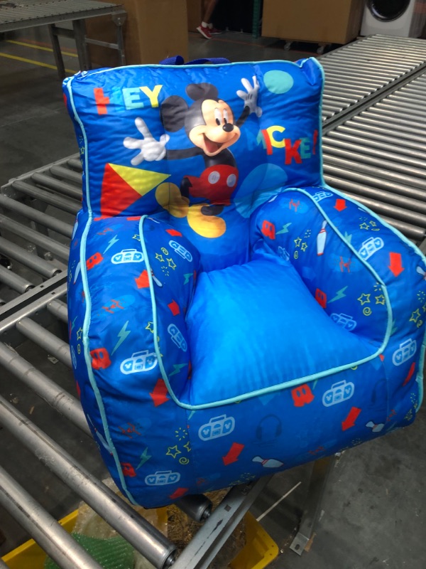Photo 1 of Disney Mickey Mouse Kids Nylon Bean Bag Chair with Piping & Top Carry Handle