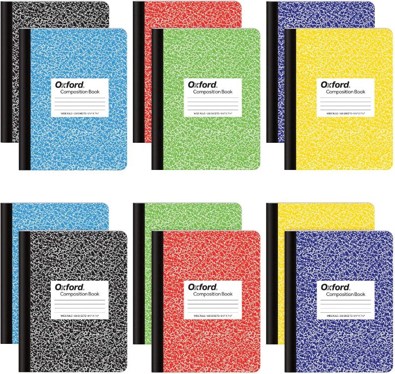 Photo 1 of Tops Oxford Composition Notebooks, Wide Ruled Paper, 9-3/4" x 7-1/2", Assorted Marble Covers, 100 Sheets, 12 per Pack, Colors May Vary (63794)
