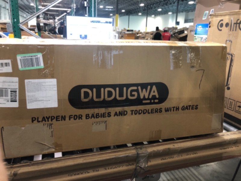 Photo 1 of DUDUGWA Baby Playpen, Baby Playard, Large Playpen for Babies and Toddlers with Soft Visiable Mesh, Indoor & Outdoor Kids Activity Play Center with Anti-Slip Suckers and Zipper Gate, Grey, 78.7×71×26in standard