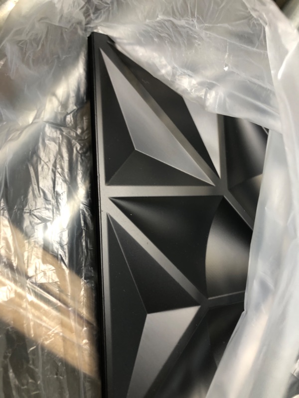 Photo 3 of Art3d Matte Black Textures 3D Wall Panels Sheets Diamond Design for Iinterior Wall Décor(12 Tiles 32 Sq Ft) 19.7"×19.7" Black 12