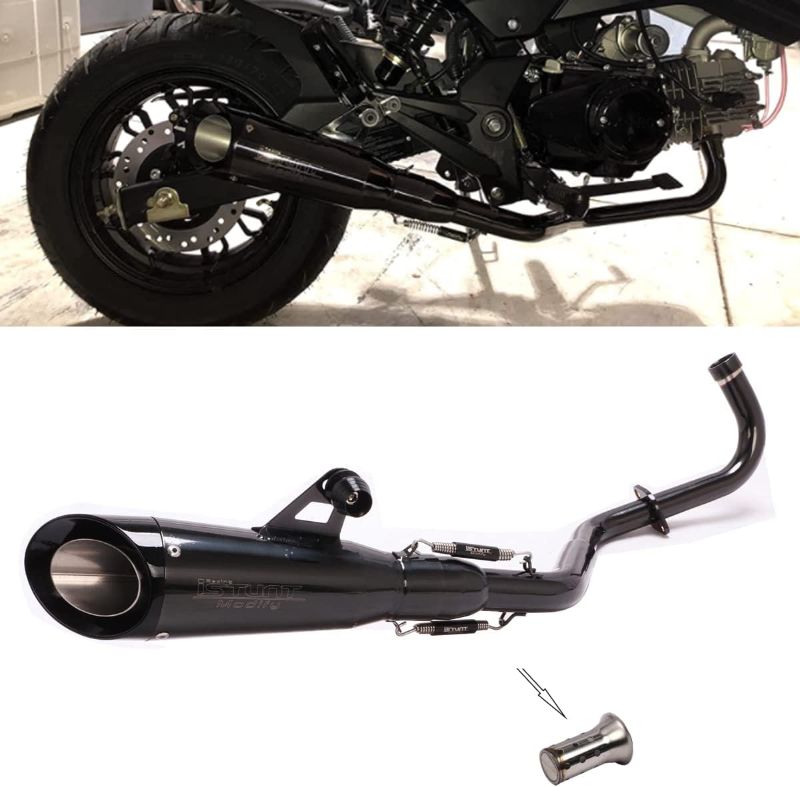 Photo 2 of YOSAYUSA Motorcycle Exhaust Slip On Muffler Baffle Silencer for Grom MSX125 Low Mount Exhaust 2013 2014 2015 2016 2017 2018 2019 2020 2021 (with Removable DB Killer) for msx125