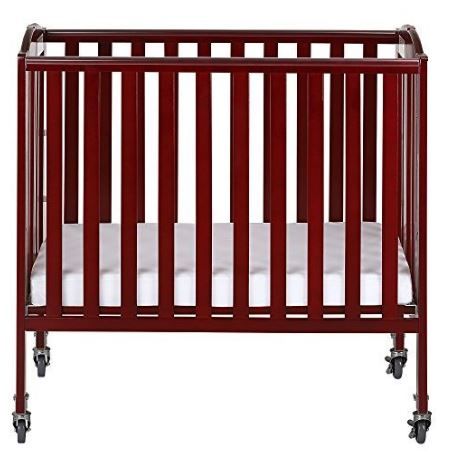 Photo 1 of Dream On Me, 3-in-1 Folding Portable Crib with Dream On Me 3 Portable Crib Mattress, White Cherry Crib + Mattress