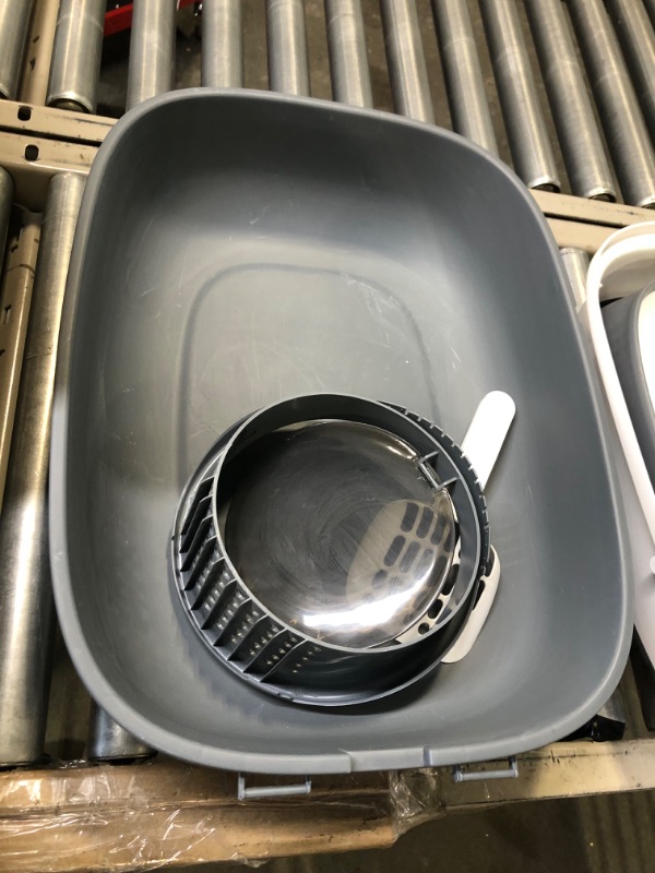 Photo 1 of Canbrake Cat Litter Box,Foldable Litter Box with Cat Plastic Scoop,Extra Large Space,Prevents Urine and Litter Leakage,Closed Smell Proof Anti-Splashing,Split Type for Easy Cleaning (Grey) N-Gray