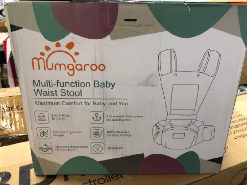 Photo 1 of Baby Carrier Newborn to Toddler, Mumgaroo Ergonomic 6-in-1 Baby Carrier with Hip Seat Complete All Seasons, Adjustable & Removable Baby Holder Backpack with Baby Hood 0-36 Months (Grey)