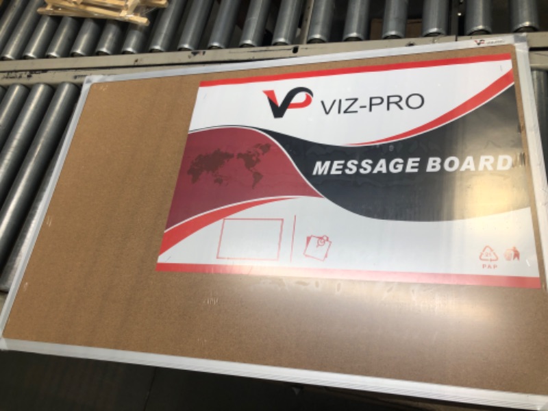 Photo 1 of VIZ-PRO Cork Notice Board, 36 X 24 Inches, Silver Aluminium Frame