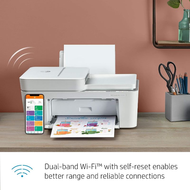 Photo 1 of 
HP DeskJet 4155e Wireless Color Inkjet Printer, Print, scan, copy, Easy setup, Mobile printing, Best-for home, Instant Ink with HP+,white