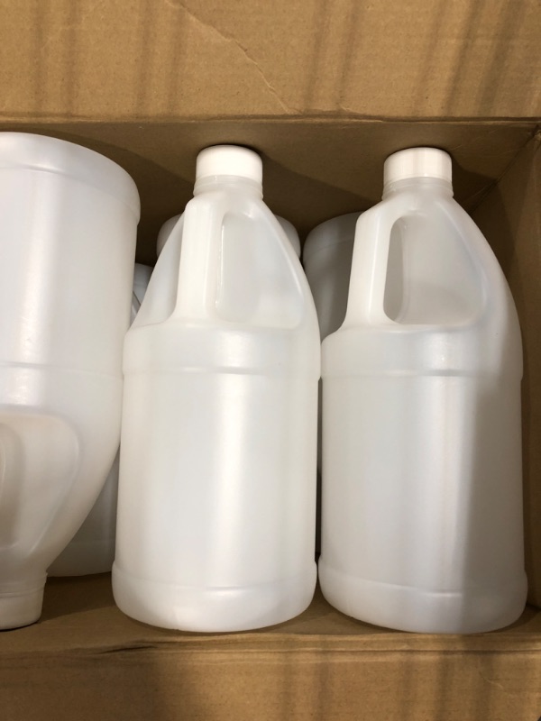 Photo 2 of 12 Pcs 34oz Plastic Jug with Cap Small Reusable Empty Plastic Bottles and Lids Mini Round Storage Containers with Handle for Juice Water Milk Teas