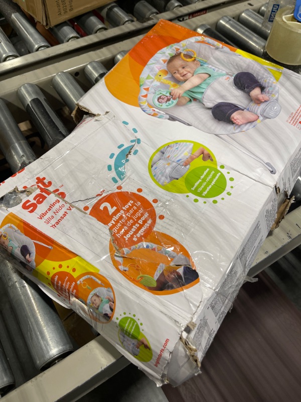Photo 1 of Bright Starts Safari Fun 3-Point Harness Vibrating Baby Bouncer with Toy bar