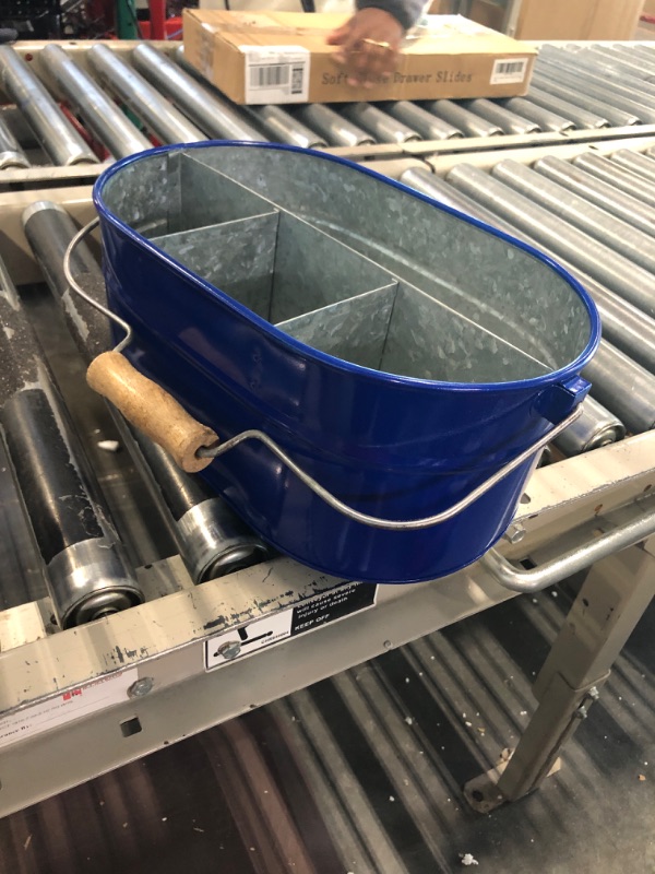 Photo 2 of ALPHA Living HOME Utensil Caddy, Silverware Caddy Party, Silverware Caddy, Picnic Caddy, Flatware Caddy, Paper Plate Caddy, Galvanized Utensil Caddy, Metal Caddy, Outdoor Utensil Caddy - Cobalt Blue Cobalt Blue 13.5x10x5.5 -Inches