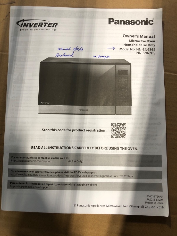 Photo 3 of Panasonic Microwave Oven, Stainless Steel Countertop/Built-In Cyclonic Wave with Inverter Technology and Genius Sensor, 2.2 Cu. Ft, 1250W, NN-SN97JS (Renewed)