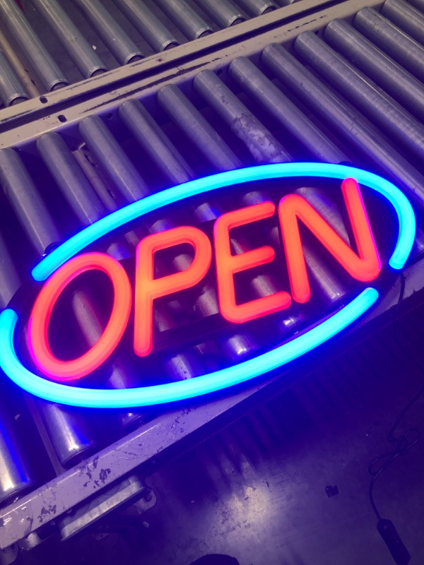 Photo 2 of LED Business Neon Open Sign - Bright Display Store Sign,24 x 12 inch Larger Size Inksilvereye (Red/Blue)