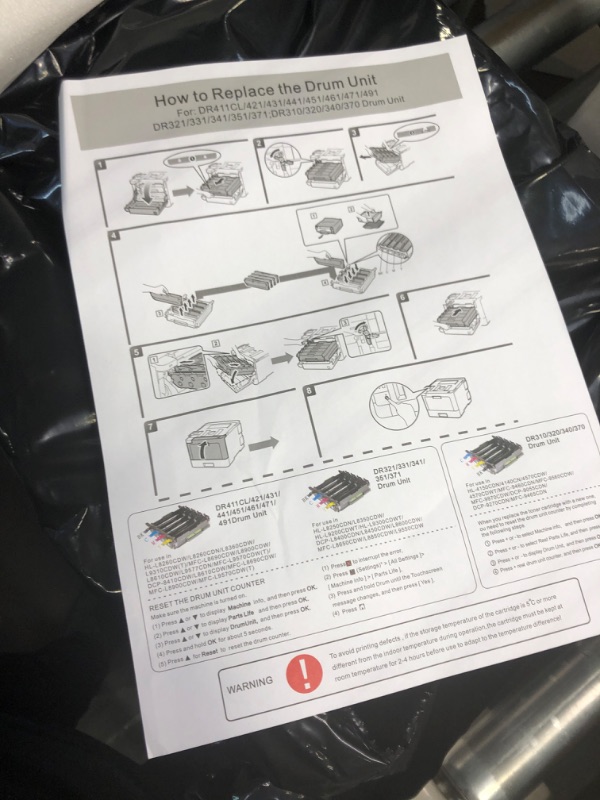 Photo 3 of DR331CL Drum Unit Replacement Compatible with Brother Printer HL-L8250CDN HL-L8350CDW HL-L8350CDWT HL-L9200CDW MFC-L8600CDW MFC-L8850CDW MFC-L9550CDW MFC-L9550CDWT, Replace# DR-331CL, 25000 Page Yield