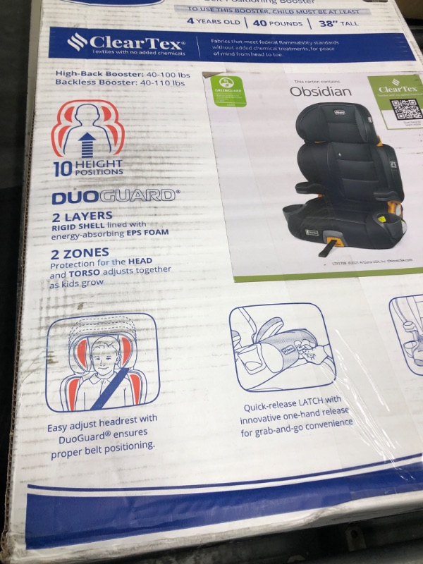 Photo 2 of Chicco KidFit ClearTex Plus 2-in-1 Belt-Positioning Booster Car Seat, Backless and High Back Booster Seat, for Children Aged 4 Years and up and 40-100 lbs. | Obsidian/Black KidFit Plus with ClearTex® No Chemicals Obsidian