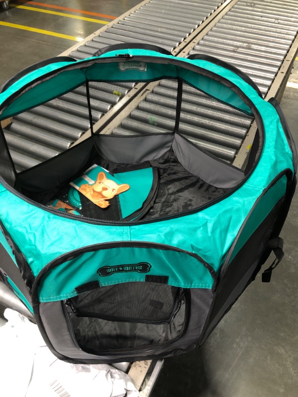 Photo 3 of Ruff 'n Ruffus Portable Foldable Pet Playpen + Free Carrying Case + Free Travel Bowl | Available in 3 Sizes Indoor/Outdoor Water-Resistant Removable Shade Cover Medium (29" x 29" x 17")