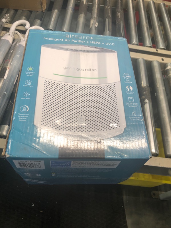 Photo 2 of Germ Guardian AirSafe+ Intelligent Air Purifier with 360° HEPA 13 Filter, Removes 99.97% of Pollutants, Large Rooms over 1000 Sq. Ft, Air Quality Sensor, UVC Light, Zero Ozone Verified, White AC3000W