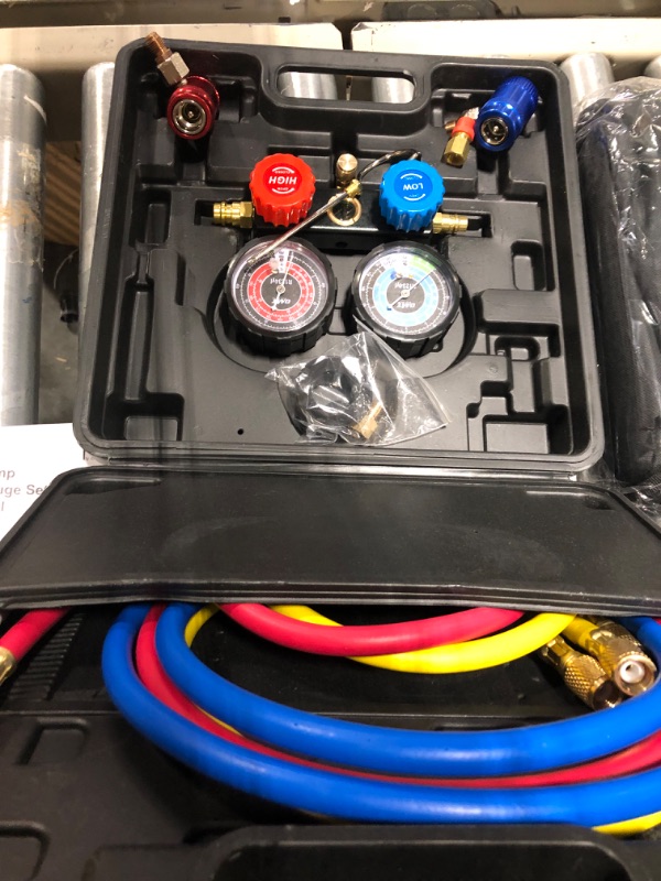 Photo 5 of Orion Motor Tech R1234yf AC Gauges and Vacuum Pump, with Leak Detector 5FT Hoses R1234yf can tap R1234yf Quick Couplers, 4 cfm Vacuum Pump and Manifold Gauge Set, 1/3 HP Vacuum Pump R1234yf Gauge Set