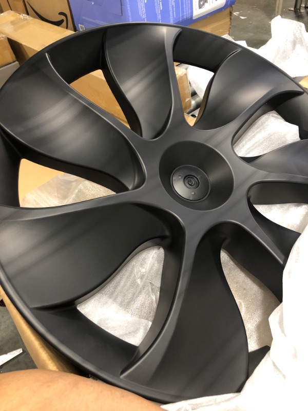 Photo 4 of XINFOOB Tesla Model Y Wheel Cover 19-Inch Hubcaps ABS Hub Cap Set of 4 Matte Black Wheel Cover 2020-2023 Tesla Model Y Accessories