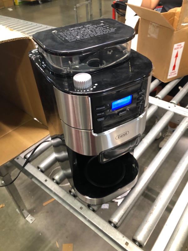 Photo 1 of 10-Cup Drip Coffee Maker, Grind and Brew Automatic Coffee Machine with Built-In Burr Coffee Grinder, Programmable Timer Mode and Keep Warm Plate, 1.5L Large Capacity Water Tank,900W, Black (Aluminum, 10 Cup)

