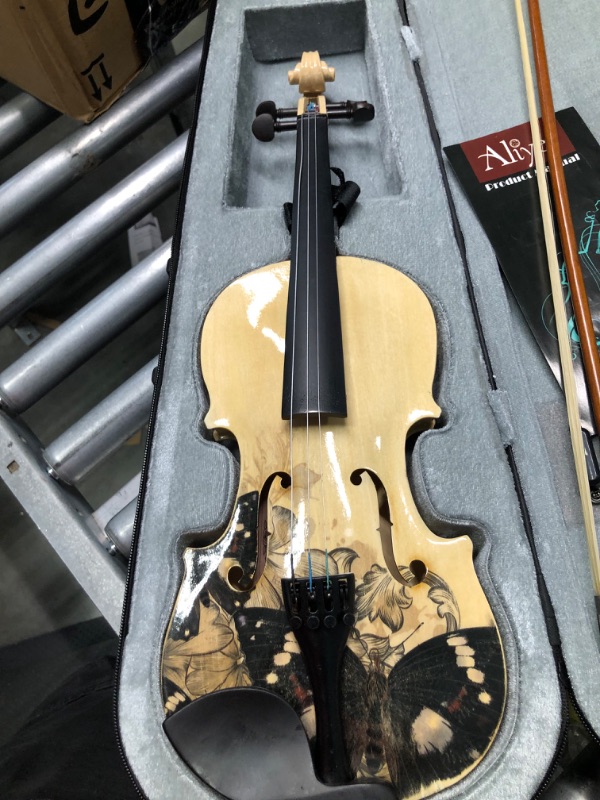 Photo 4 of Aliyes Distinctive Artistic Violin Set Designed for Beginners/Students/Kids with Hard Case,Bow,Rosin,Extra Strings (1/2 size)
