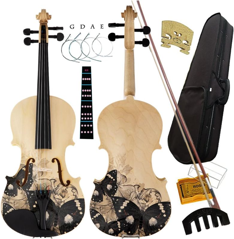 Photo 1 of Aliyes Distinctive Artistic Violin Set Designed for Beginners/Students/Kids with Hard Case,Bow,Rosin,Extra Strings (1/2 size)
