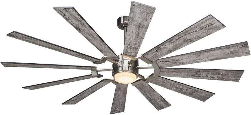Photo 1 of 72 Inch 12 Blades Indoor Ceiling Fan with Light and Remote, Reversible DC Silent Motor, 110V ETL Listed for Living Room, Dining Room, Bedroom, Basement, Kitchen, Brushed 
