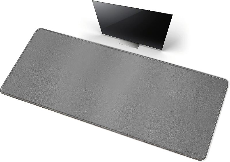 Photo 1 of CENNBIE Leather Desk Mat, 66.9" x 23.6" Extra Large Desk Pad Blotter Protector, Extended Non-Slip Mouse Pad, Waterproof PU Leather Desk Mat on top of desks Large for Office and Home (Grey)
