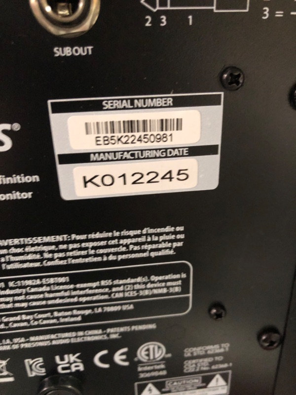 Photo 3 of PreSonus Eris E5 BT-5.25" Near Field Studio Monitors with Bluetooth, 100W Power, Subwoofer Output, Plus Balanced and Unbalanced Inputs E5 (Pair) Bluetooth