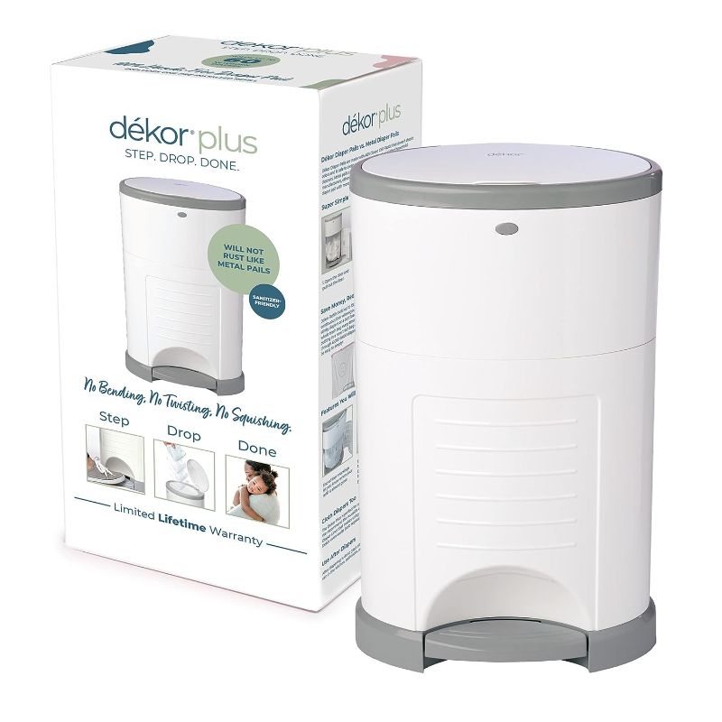 Photo 1 of Dekor Plus Hands-Free Diaper Pail | White | Easiest to Use | Just Step – Drop – Done | Doesn’t Absorb Odors | 20 Second Bag Change | Most Economical Refill System |Great for Cloth Diapers
