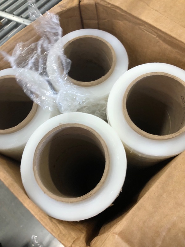 Photo 4 of 4 Rolls 18 inch x 1500 Feet Stretch Wrap 80 Gauge Heavy Duty Shrink Film, Extra Strong 18 inch Clear Hand Stretch Wrap Clear 18" wide x 4 Rolls