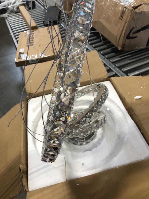 Photo 1 of  Chandeliers Modern Ceiling Light Fixture 3 Rings Adjustable Stainless Steel Pendant Light Chandelier for Bedrooms Living Room (Cool White)
