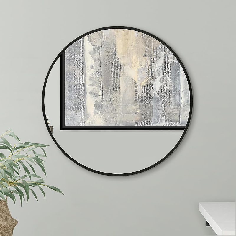 Photo 1 of Americanflat 20" Framed Black Round Mirror - Black Circle Mirror for Bathroom, Bedroom, Entryway, Living Room - Large Circular Mirror for Wall Décor
