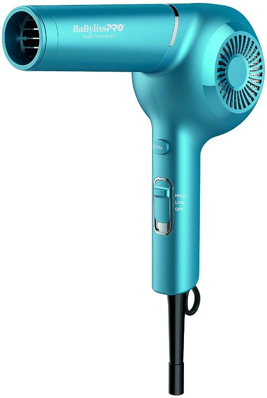 Photo 1 of BaBylissPRO Nano Titanium 1' Ultra-Thin Straightener & Professional Pistol-Grip Hair Dryer (Blue)
