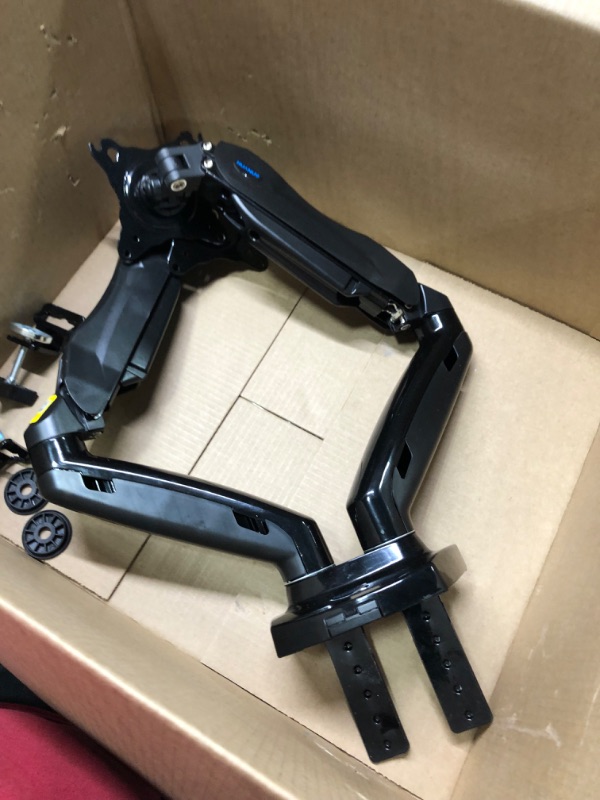 Photo 1 of HUANUO Dual Monitor Arm for 13 to 27 inch, Gas Spring Monitor Stands for 2 Monitors Vesa Mount with Clamp/Grommet Base, Computer Dual Monitor Desk Mount for up to 17.6 lbs per Arm
