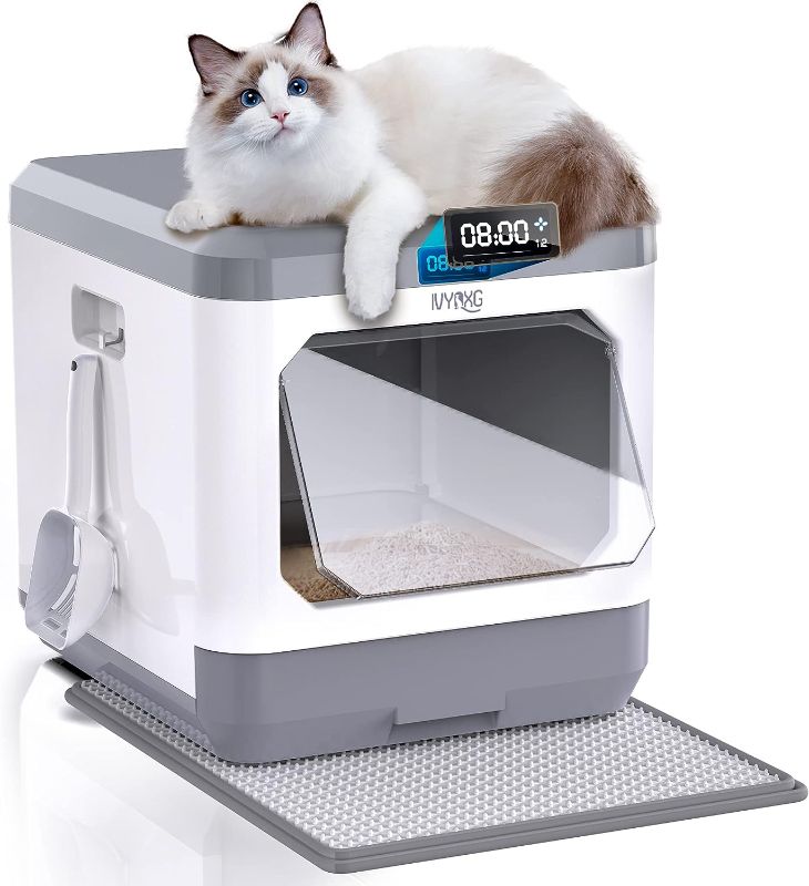 Photo 1 of (Upgraded) Smart Cat Litter Box, Enclosed Extral Large Litter Box with Lid for Multiple Cats, Odor Removal, Easy-to-Clean Covered Litter Box Includes Ion Deodorizer and Urine Leak Prevention
