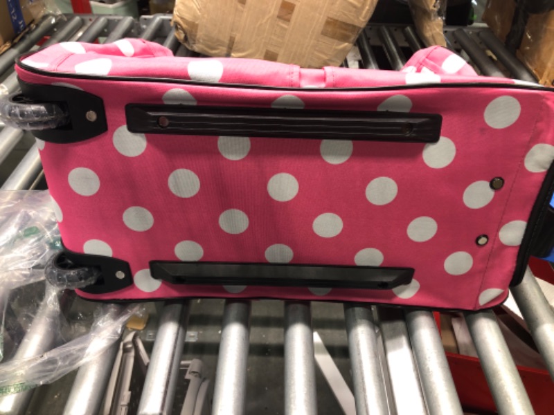 Photo 3 of **ONLY ONE SUITCASE** Rockland Vara Softside 1-Piece Upright Luggage Set, Pink Dots