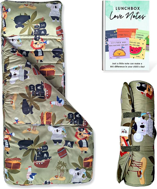 Photo 1 of  Toddler Nap Mat with Pillow and Blanket -XL 58" X 20" Nap Mats for Daycare -2X Thicker Sleeping Bag for Kids - Nap Mats for Preschool -Free E-Book- Kids Sleeping Bags - Daycare Sleeping Mats (Pirate)
