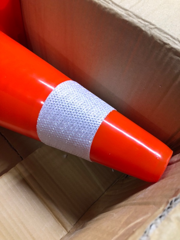 Photo 4 of 16" Traffic Cones PVC Safety Road Parking Cones Weighted Hazard Cones Construction Cones for Traffic Fluorescent Orange 10 pack